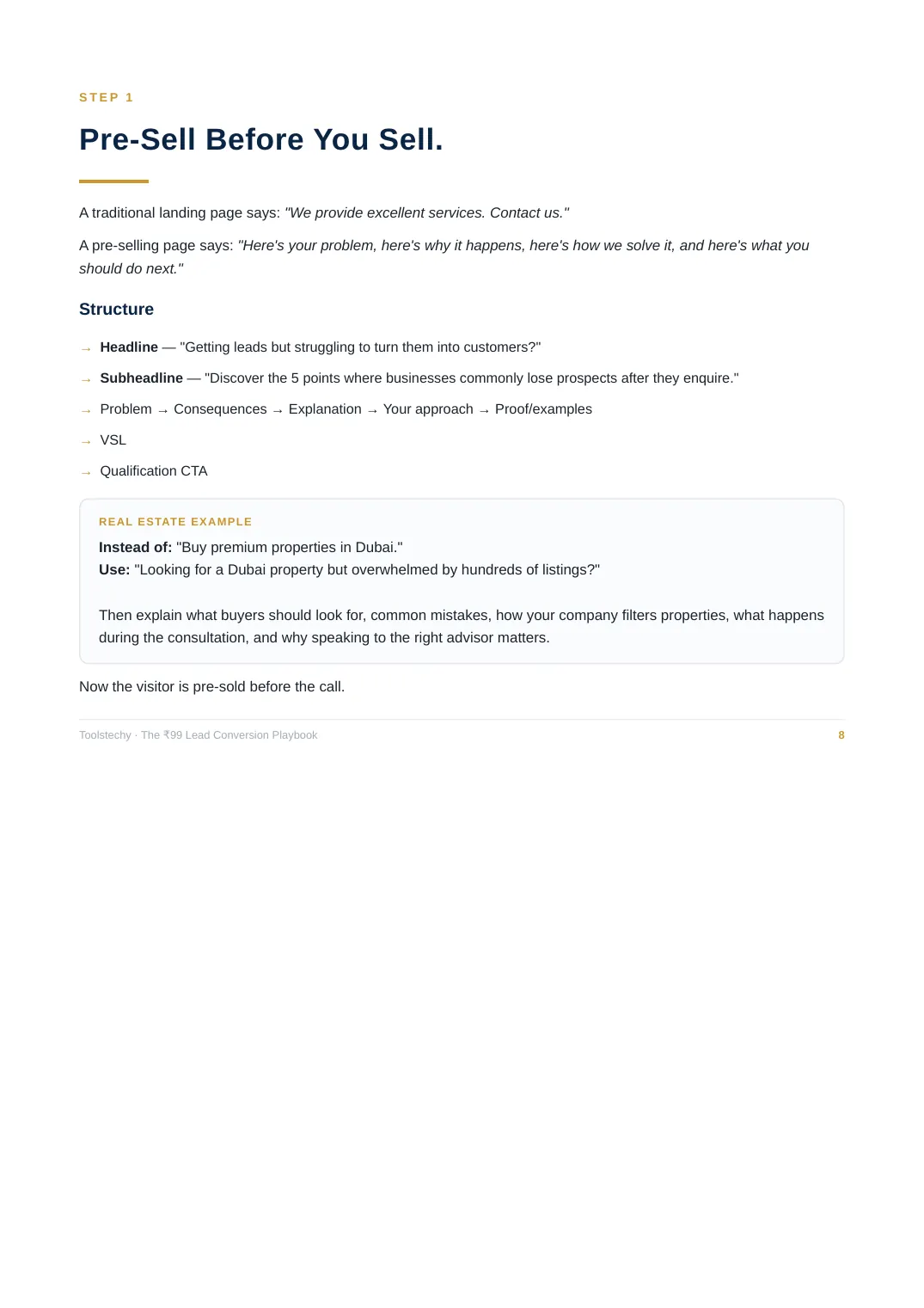 Playbook lead conversion framework